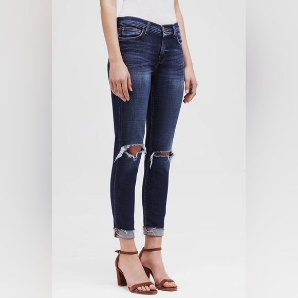 L'Agence 'Rachel High-Rise Diamond Destruct' Slim Jeans - Picture 1 of 13